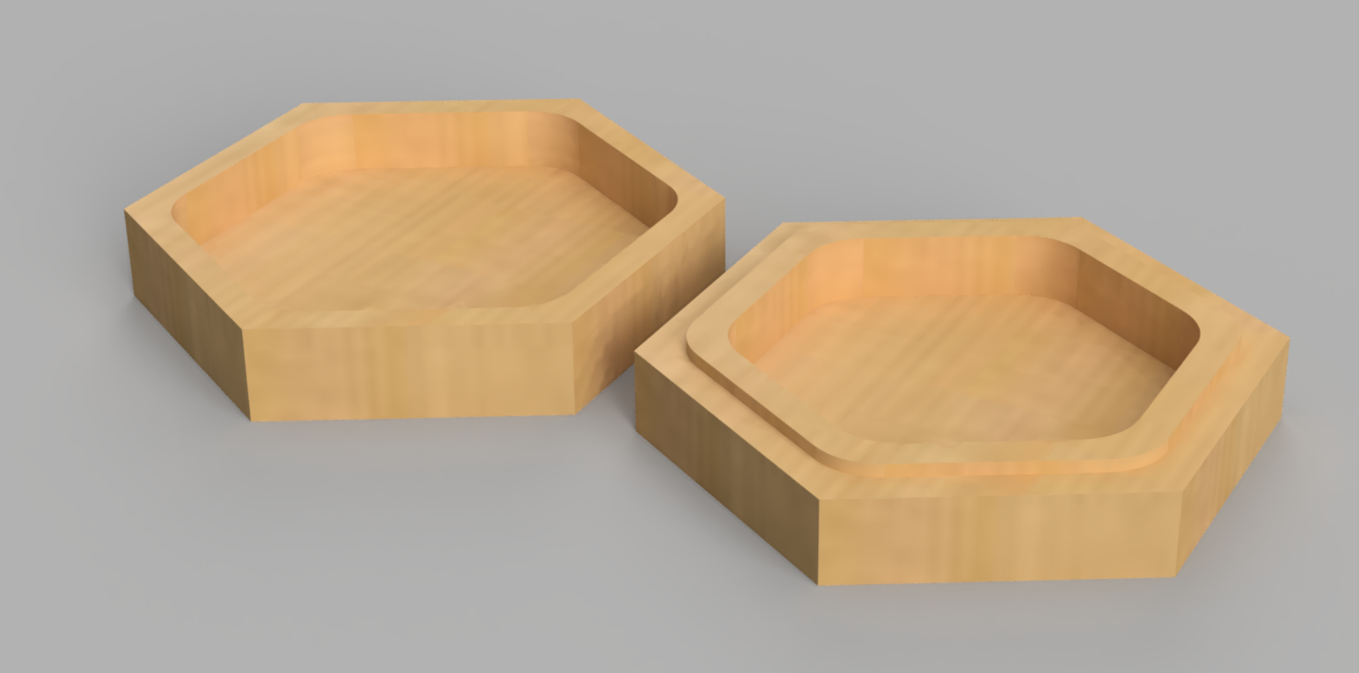 Fusion 360 rendering of the hexbox top and bottom